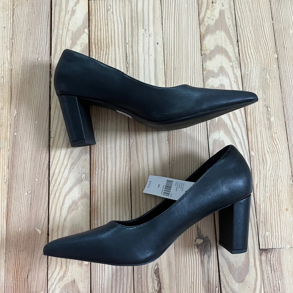 NWT‎ Lane Bryant Dream Cloud Black Pointed Toe Block Heel Neutral Work Pumps 9W